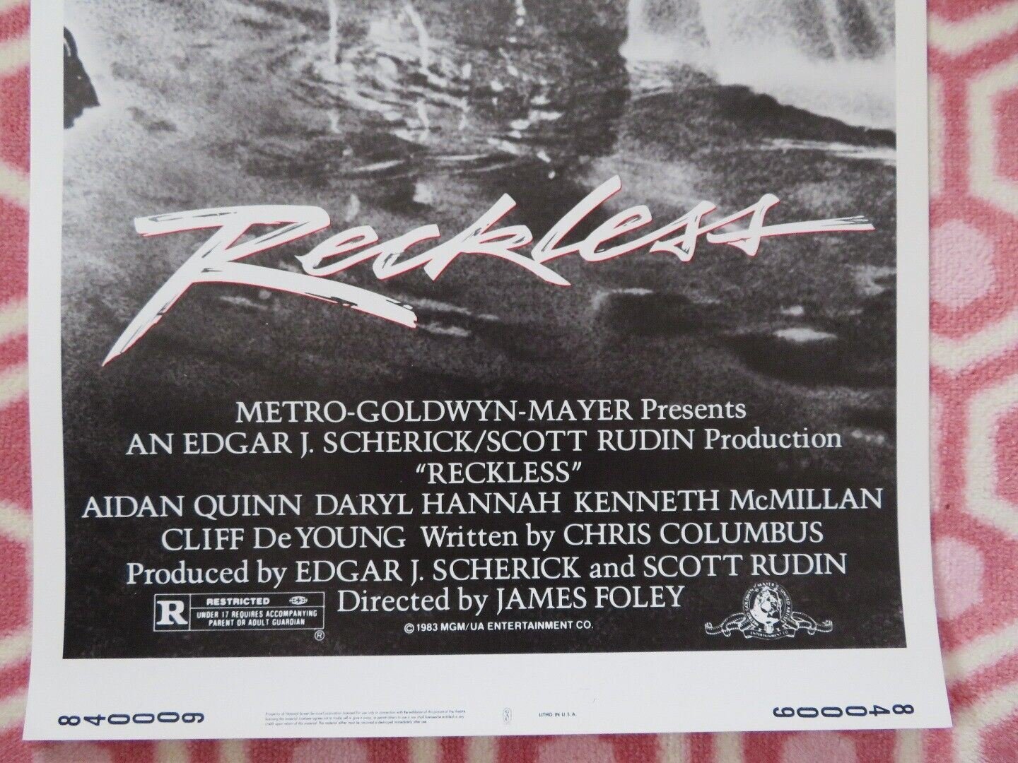 RECKLESS US INSERT (14"x 36") POSTER AIDAN QUINN DARYL HANNAH 1984 Movie posters