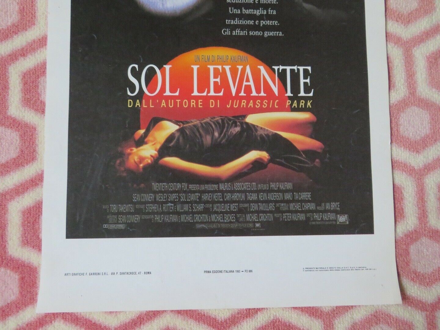 Rising Sun ITALIAN LOCANDINA (27.5"x13") POSTER CONNERY SNIPES 1993 - Rendezvous Cinema