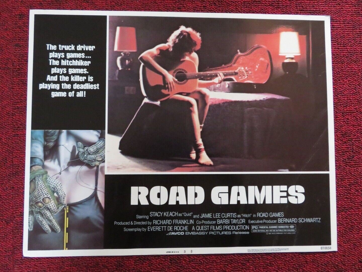 ROAD GAMES - 3 US LOBBY CARD ANGELICA LA BOZZETTA 1981 Movie posters