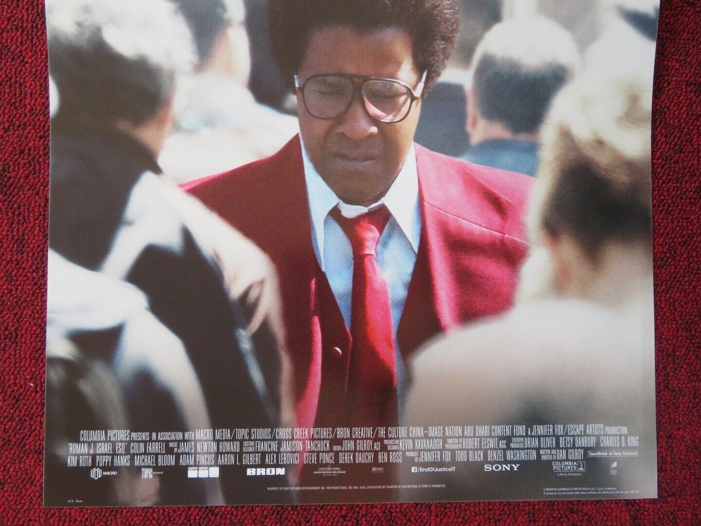 ROMAN J. ISRAEL, ESQ. ITALIAN LOCANDINA (26.5"x12.5") POSTER D WASHINGTON 2017 Movie posters