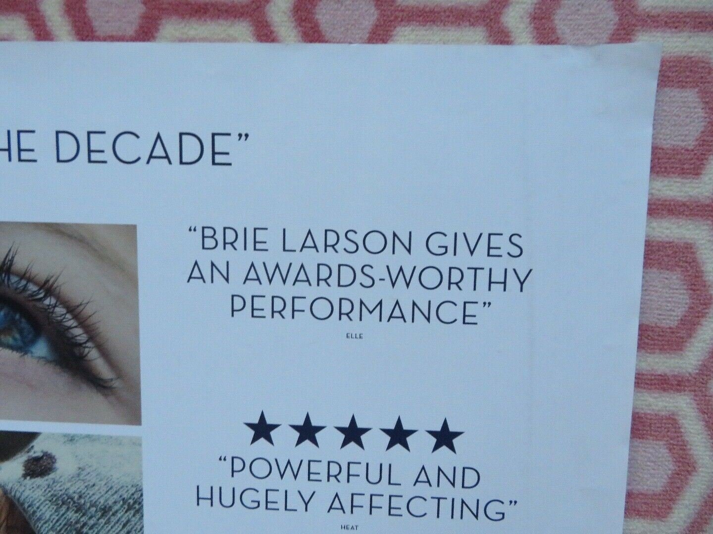 ROOM QUAD (30"x 40") ROLLED POSTER BRIE LARSON JACOB TREMBLAY EMMA DONOGHUE 2015 Rendezvous Cinema Movie posters