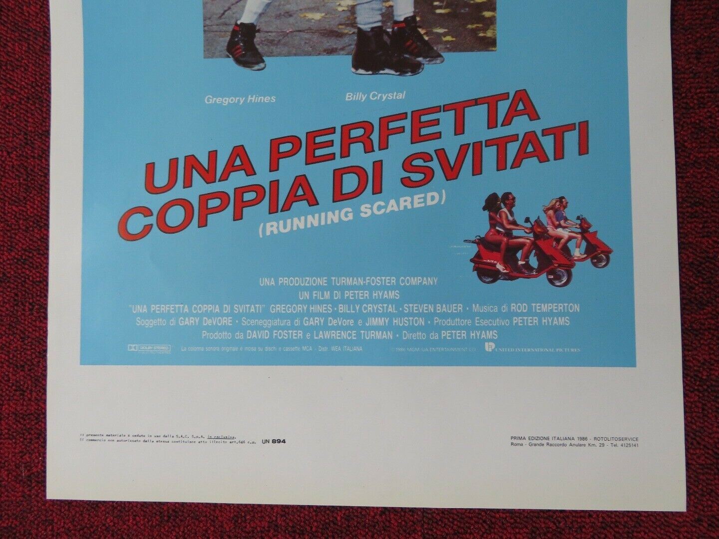 RUNNING SCARED ITALIAN LOCANDINA (27"x13") POSTER GREGORY HINES 1986 - Rendezvous Cinema