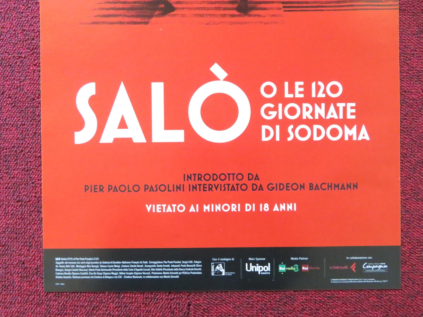SALO, OR THE 120 DAYS OF SODOM ITALIAN LOCANDINA POSTER PAOLO BONACELLI R2015 Rendezvous Cinema Movie posters