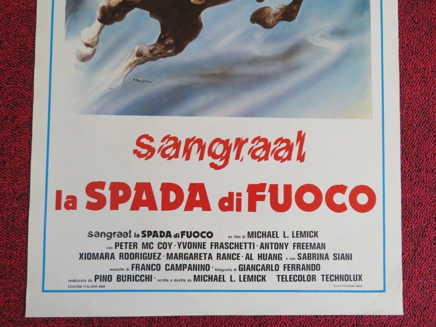 SANGRAAL LA SPADA DI FUOCO ITALIAN LOCANDINA (27.5"x13") POSTER PETER MCCOY 1982 Movie posters