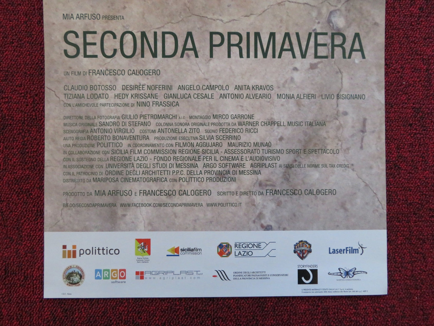 SECONDA PRIMAVERA ITALIAN LOCANDINA POSTER CLAUDIO BOTOSSO DESIREE NOFERINI 2016 Rendezvous Cinema Movie posters