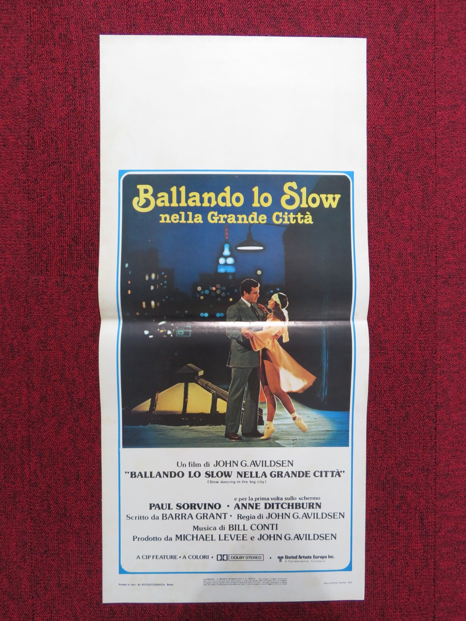 SLOW DANCING IN THE BIG CITY ITALIAN LOCANDINA POSTER P. SORVINO 1979 ...