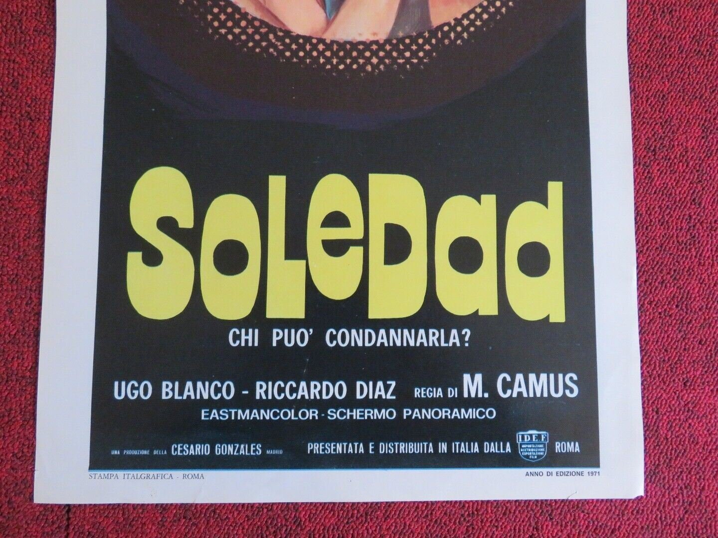 SOLEDAD ITALIAN LOCANDINA (27.5"x13") POSTER IVAN RASSIMOV SARA MONTIEL 1971 Movie posters