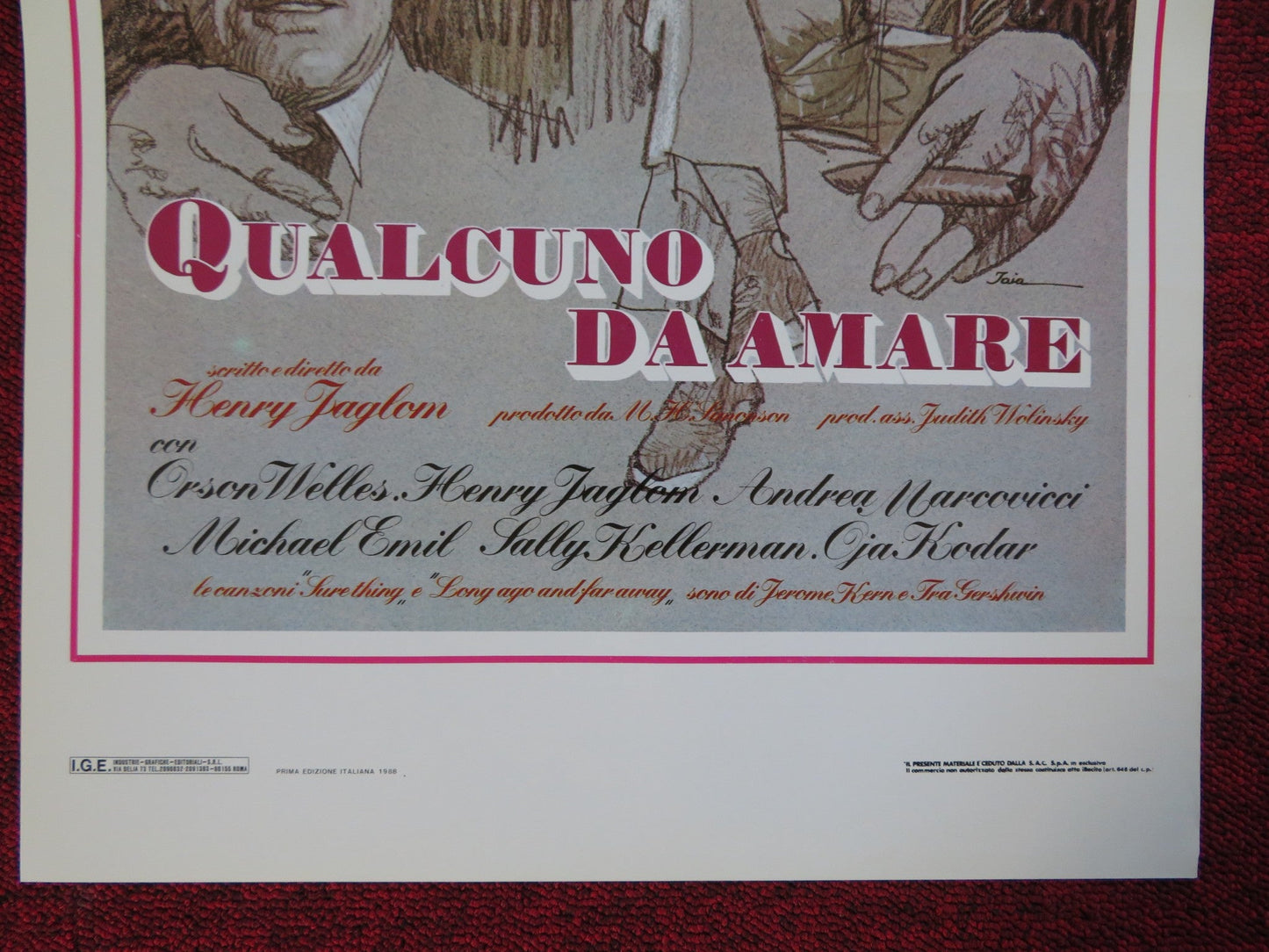 SOMEONE TO LOVE ITALIAN LOCANDINA (27.5"x13") POSTER ORSON WELLES H. JAGLOM 1988 Rendezvous Cinema Movie posters