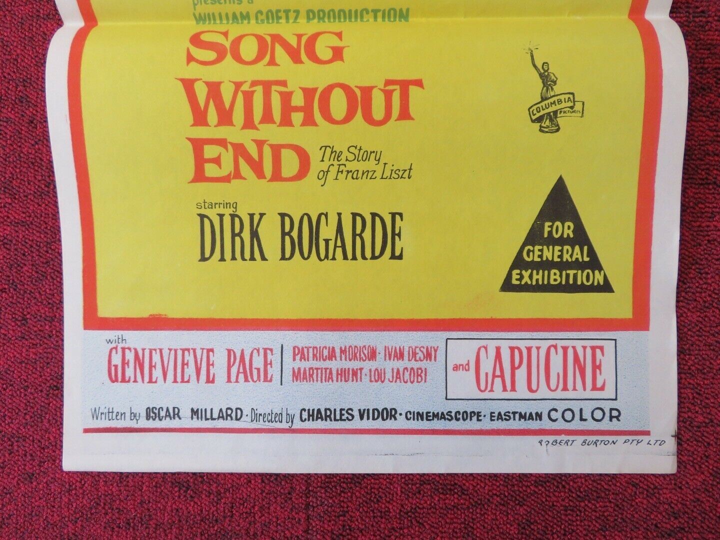 SONG WITHOUT END FOLDED AUSTRALIAN DAYBILL POSTER DIRK BOGARDE 1960 Movie posters
