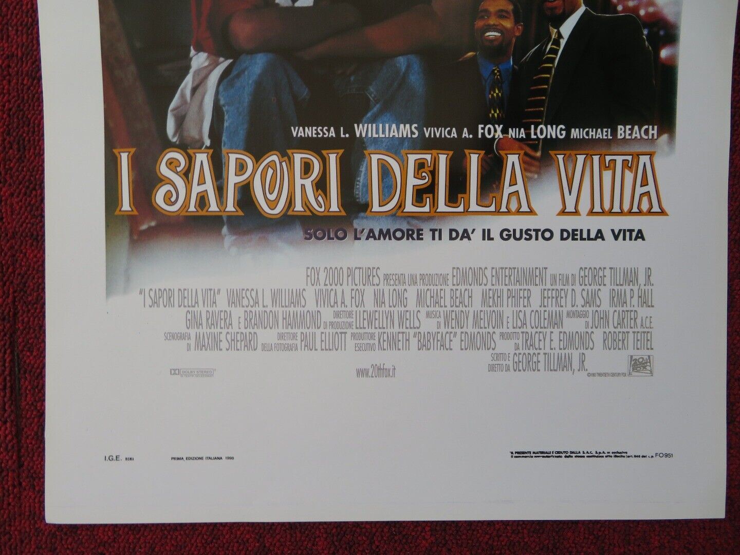 SOUL FOOD ITALIAN LOCANDINA (27.5"x13") POSTER VANESSA WILLIAMS 1998 Movie posters