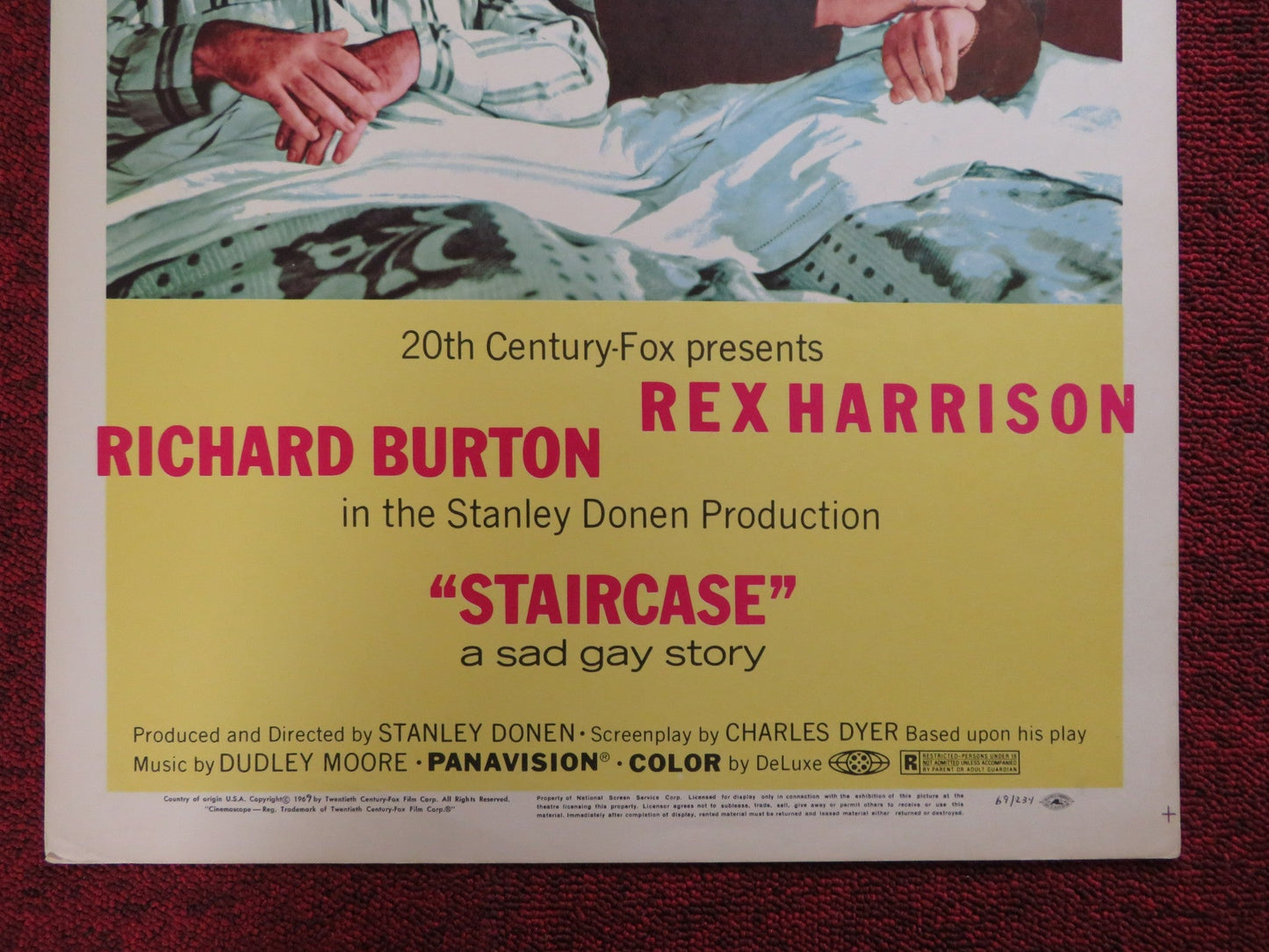 STAIRCASE WINDOW CARD (14"x 22") POSTER REX HARRISON RICHARD BURTON 1969 Rendezvous Cinema Movie posters