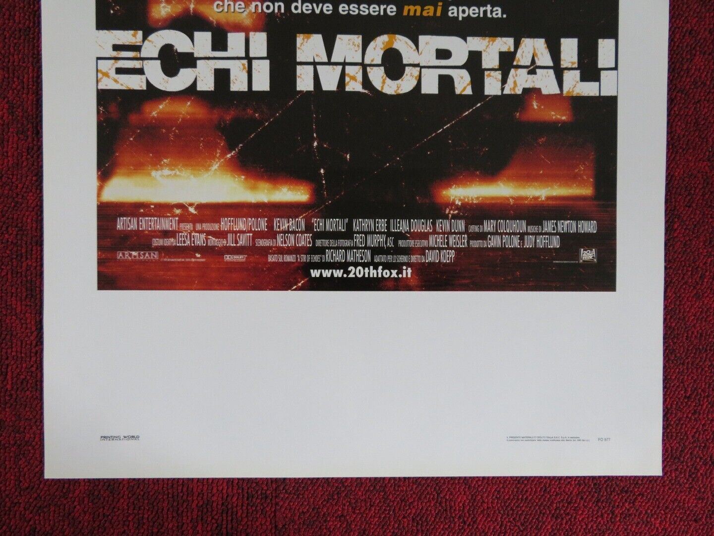 STIR OF ECHOES ITALIAN LOCANDINA (27.5"x13") POSTER KEVIN BACON K ERBE 1999 Movie posters