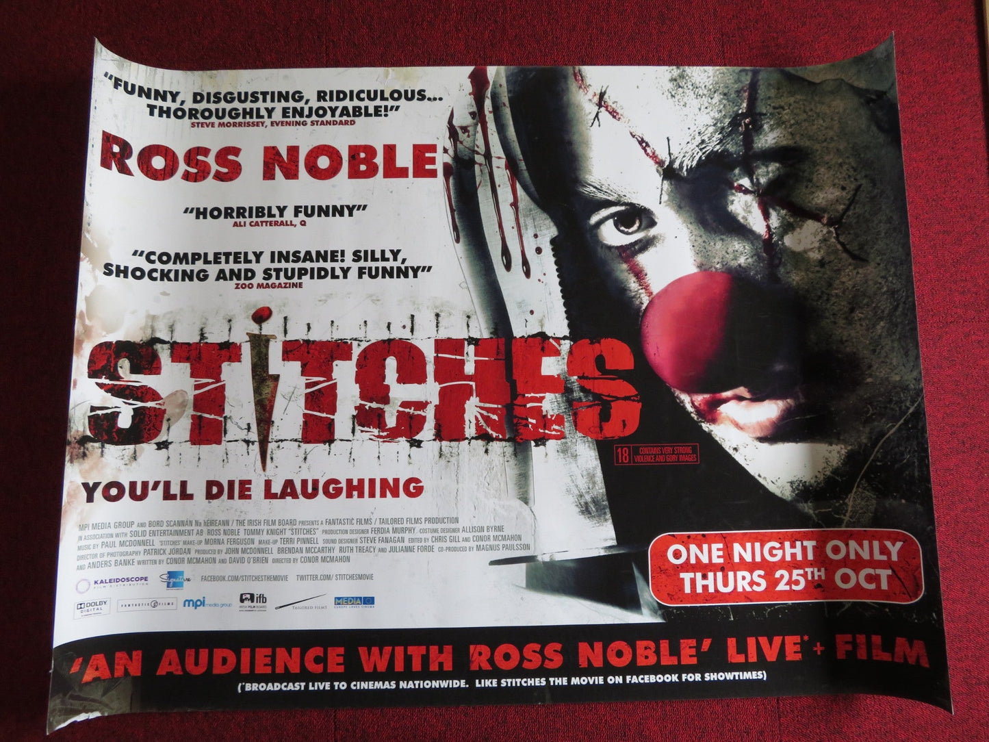 STITCHES - LIVE SCREENING GRIMMFEST UK QUAD (30"x 40") ROLLED POSTER NOBLE 2012 Rendezvous Cinema Movie posters