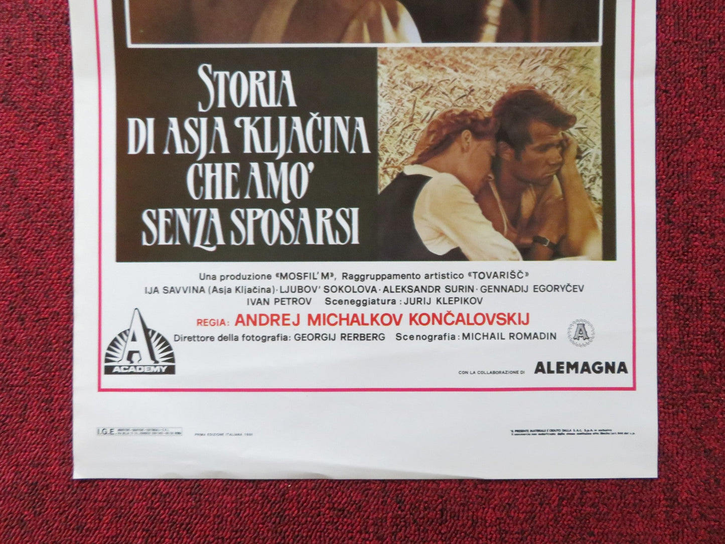 STORIA DI ASJA KLJACINA CHE AMO'SENZA SPOSARSI ITALIAN LOCANDINA POSTER 1988 Rendezvous Cinema Movie posters