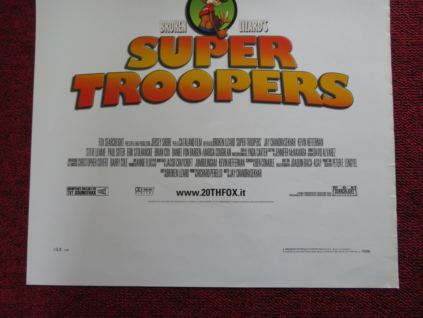 SUPER TROOPERS ITALIAN LOCANDINA POSTER JAY CHANDRASEKHAR KEVIN HEFFERMAN 2001 Rendezvous Cinema Movie posters