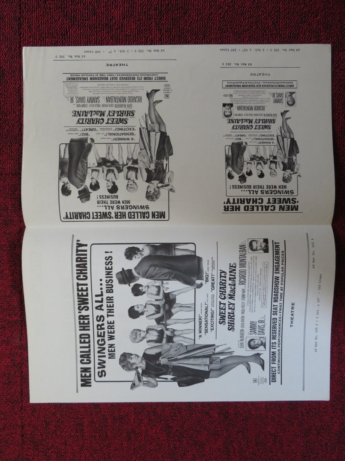 SWEET CHARITY - PRESSBOOK UNCUT UNIVERSAL SHIRLEY MACLAINE JOHN MCMARTIN 1969 Rendezvous Cinema Movie posters