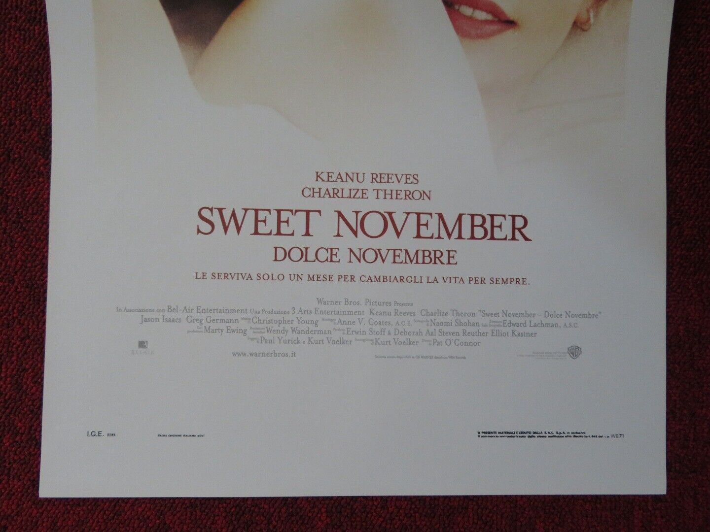SWEET NOVEMBER ITALIAN LOCANDINA (27.5"x13") POSTER KEANU REEVES 2001 - Rendezvous Cinema