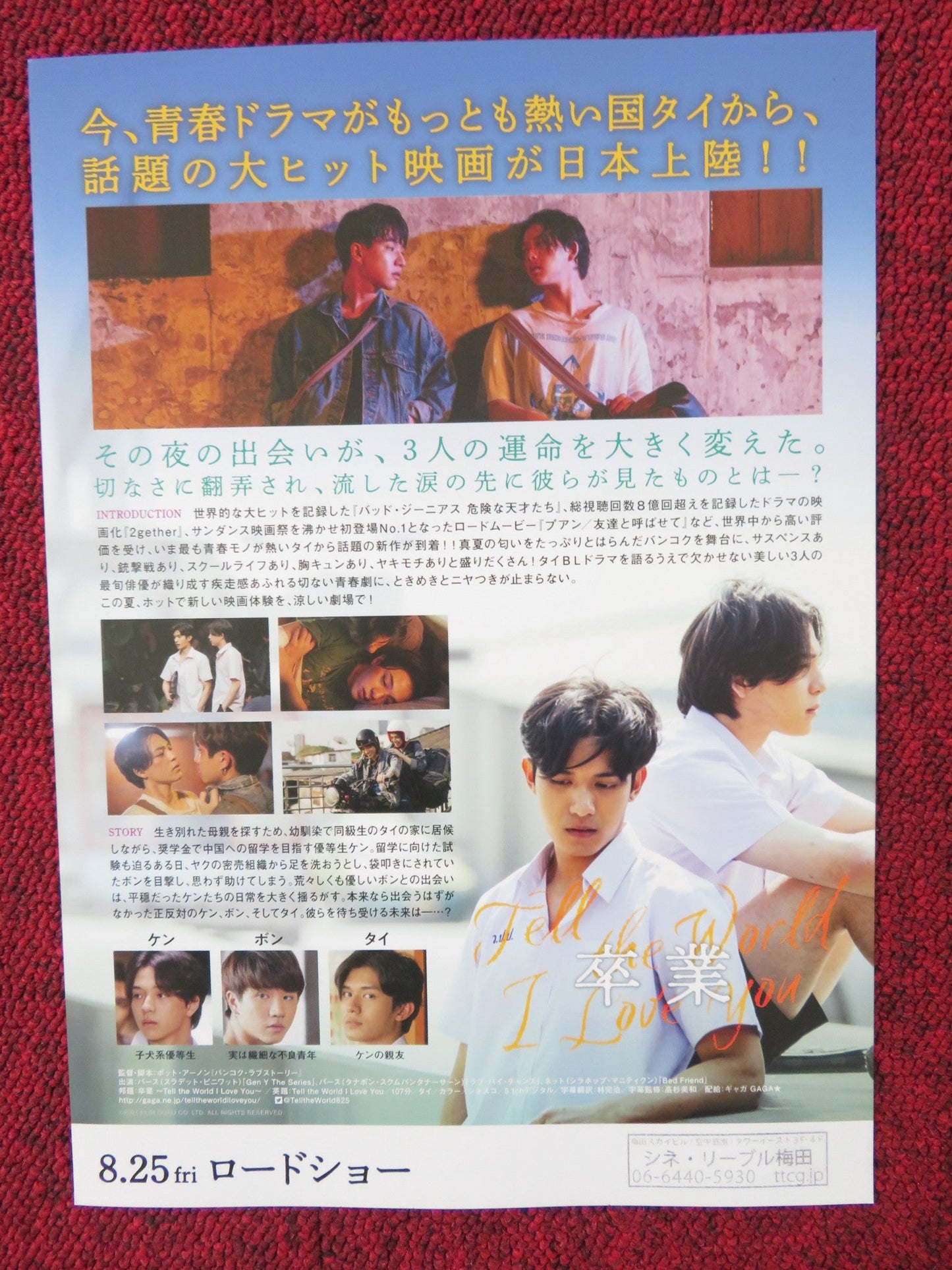 TELL THE WORLD I LOVE YOU JAPANESE CHIRASHI (B5) POSTER SURADEJ PINNIRAT 2022 Rendezvous Cinema Movie posters