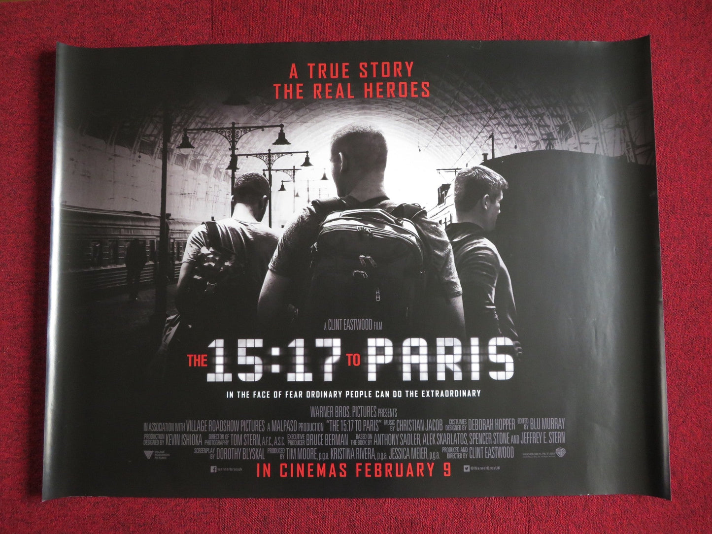 THE 15:17 TO PARIS UK QUAD (30"x 40") ROLLED POSTER CLINT EASTWOOD 2018 Rendezvous Cinema Movie posters