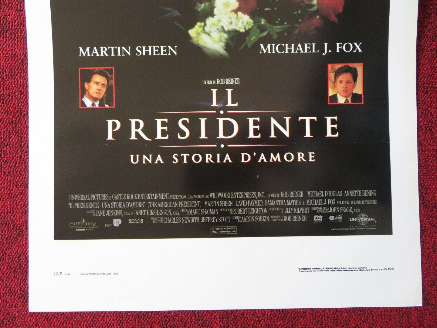 THE AMERICAN PRESIDENT ITALIAN LOCANDINA (27.5"x13") POSTER MICHAEL DOUGLAS '96 Movie posters