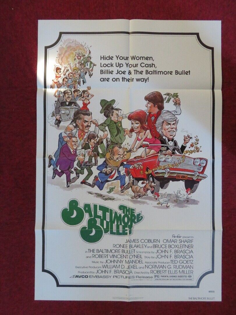 THE BALTIMORE BULL FOLDED US ONE SHEET POSTER JAMES COBURN OMAR SHARIF ...