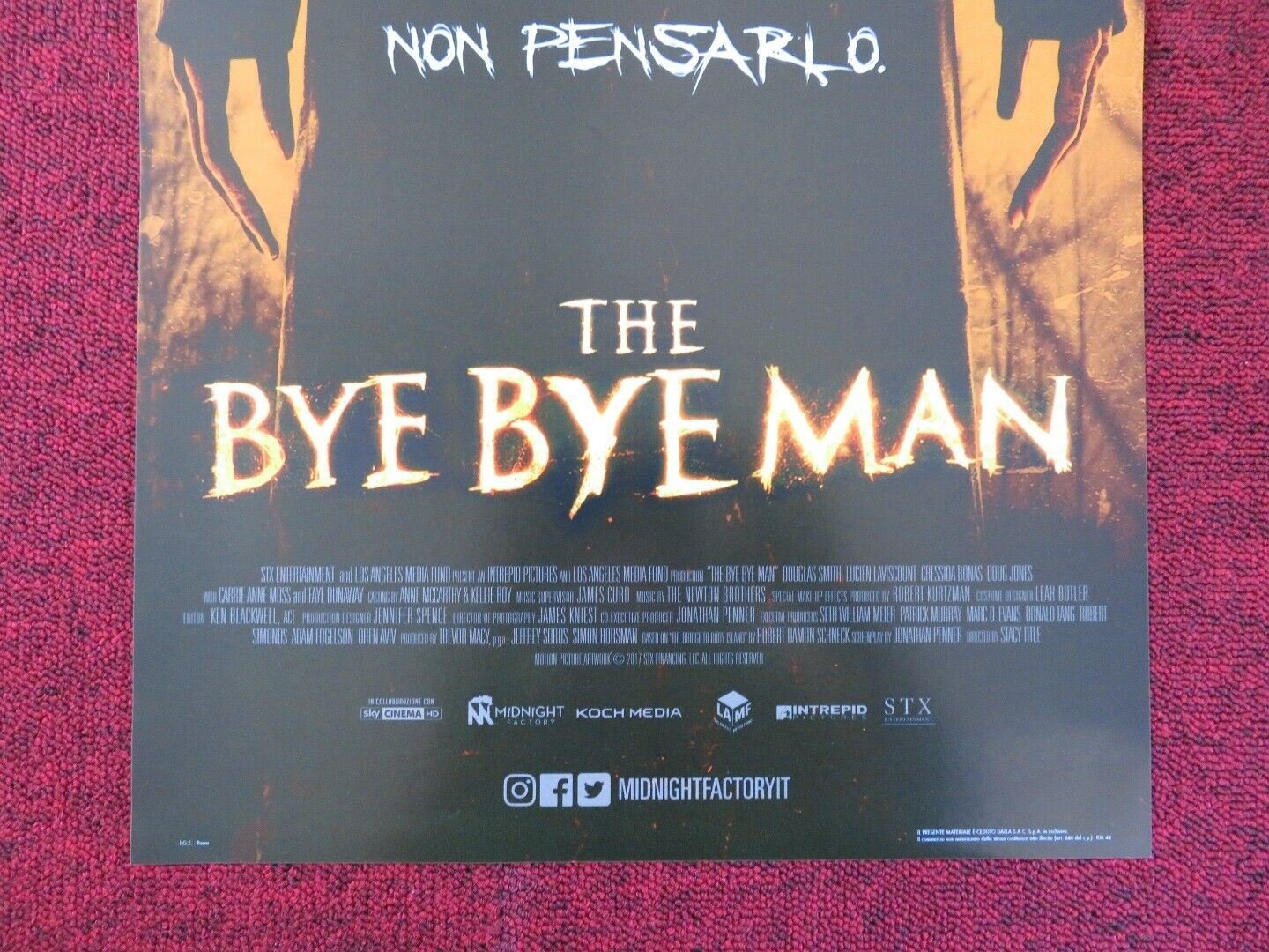 THE BYE BYE MAN ITALIAN LOCANDINA (26.5"x12.5") POSTER DOUGLAS SMITH 2017 Rendezvous Cinema Movie posters