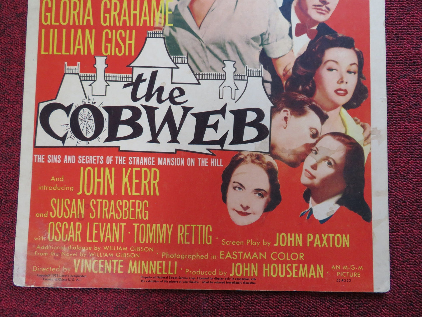 THE COBWEB WINDOW CARD (14"x 22") POSTER RICHARD WIDMARK LAUREN BACALL 1955 Rendezvous Cinema Movie posters