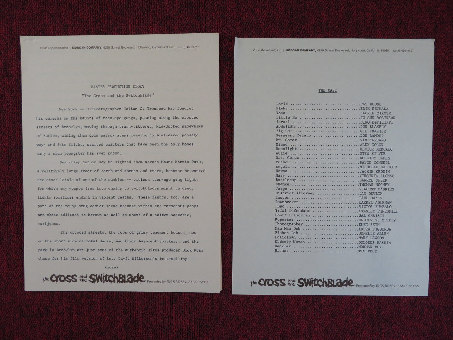 THE CROSS AND THE SWITCHBLADE PRESSKIT PAT BOONE ERIK ESTRADA 1970 - cut Rendezvous Cinema Movie posters