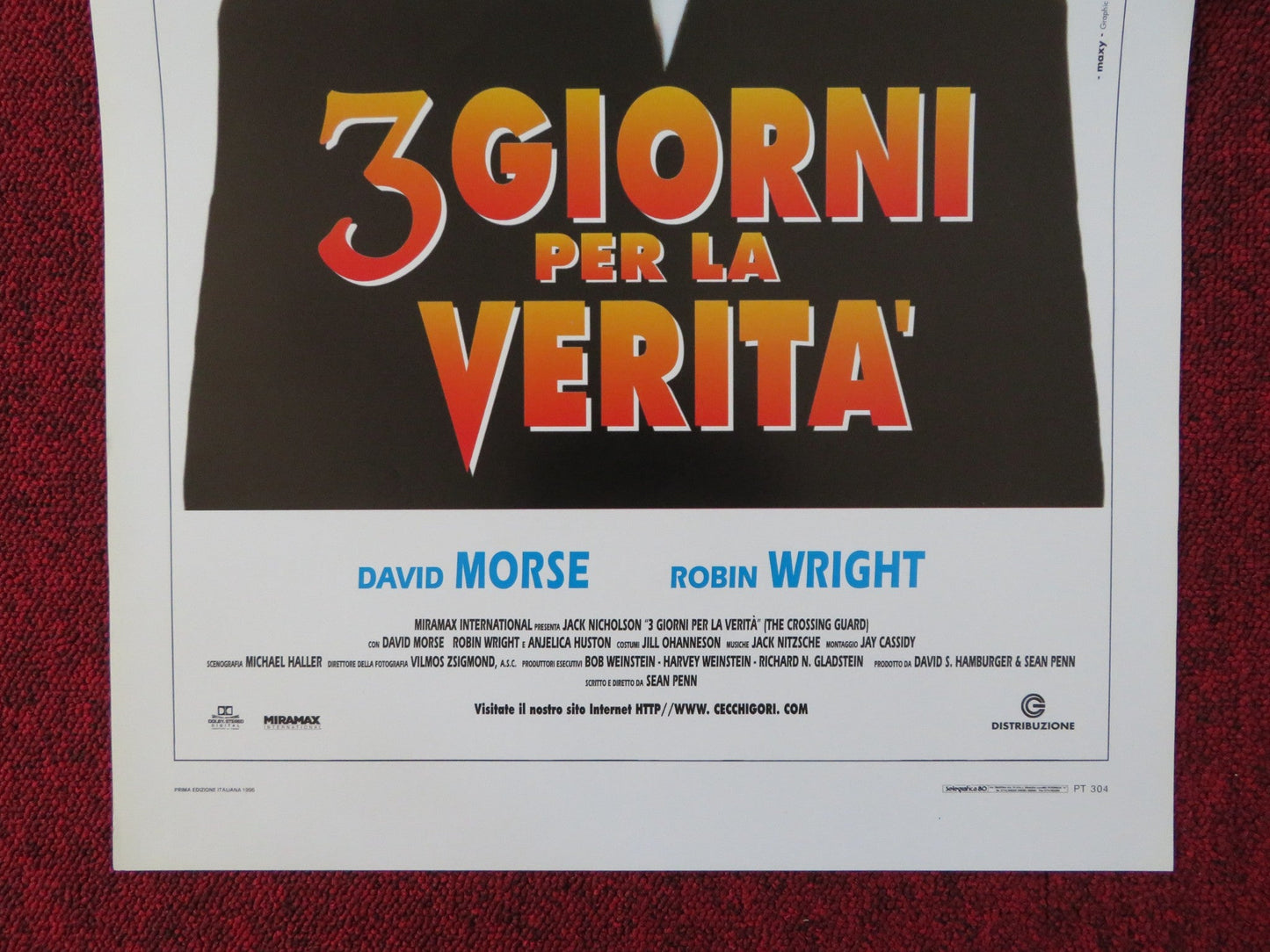 THE CROSSING GUARD ITALIAN LOCANDINA POSTER JACK NICHOLSON ANJELICA HUSTON 1996 Rendezvous Cinema Movie posters