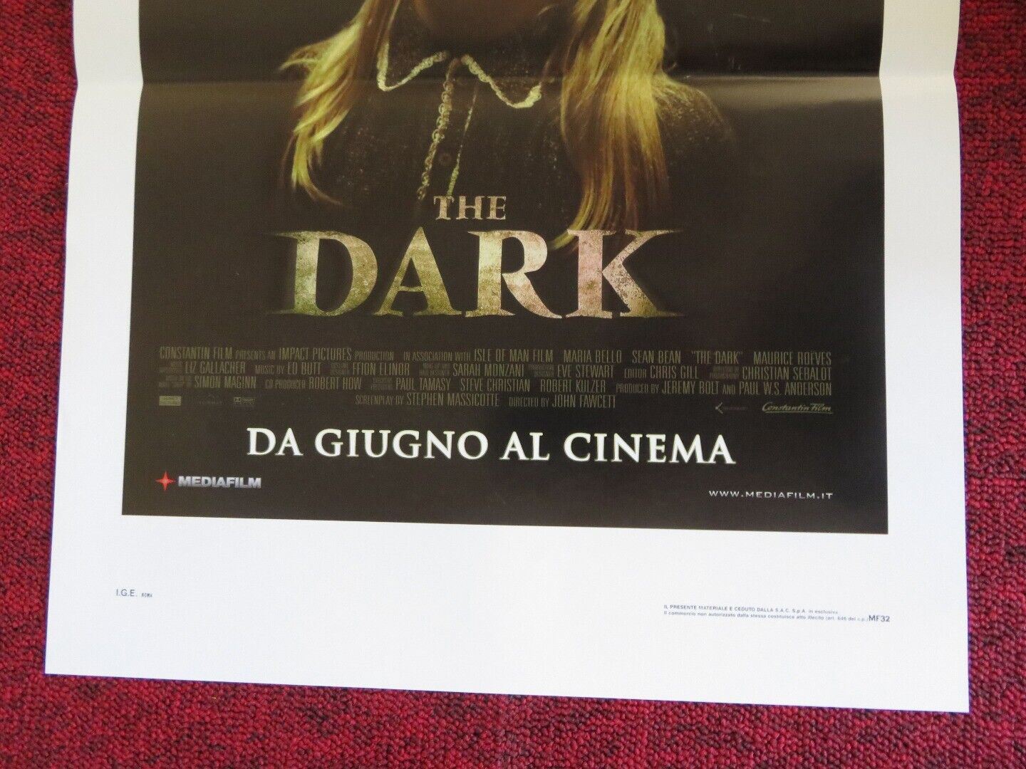 THE DARK ITALIAN LOCANDINA (27.5"x13") POSTER MARIA BELLO SEAN BEAN 2005 - Rendezvous Cinema