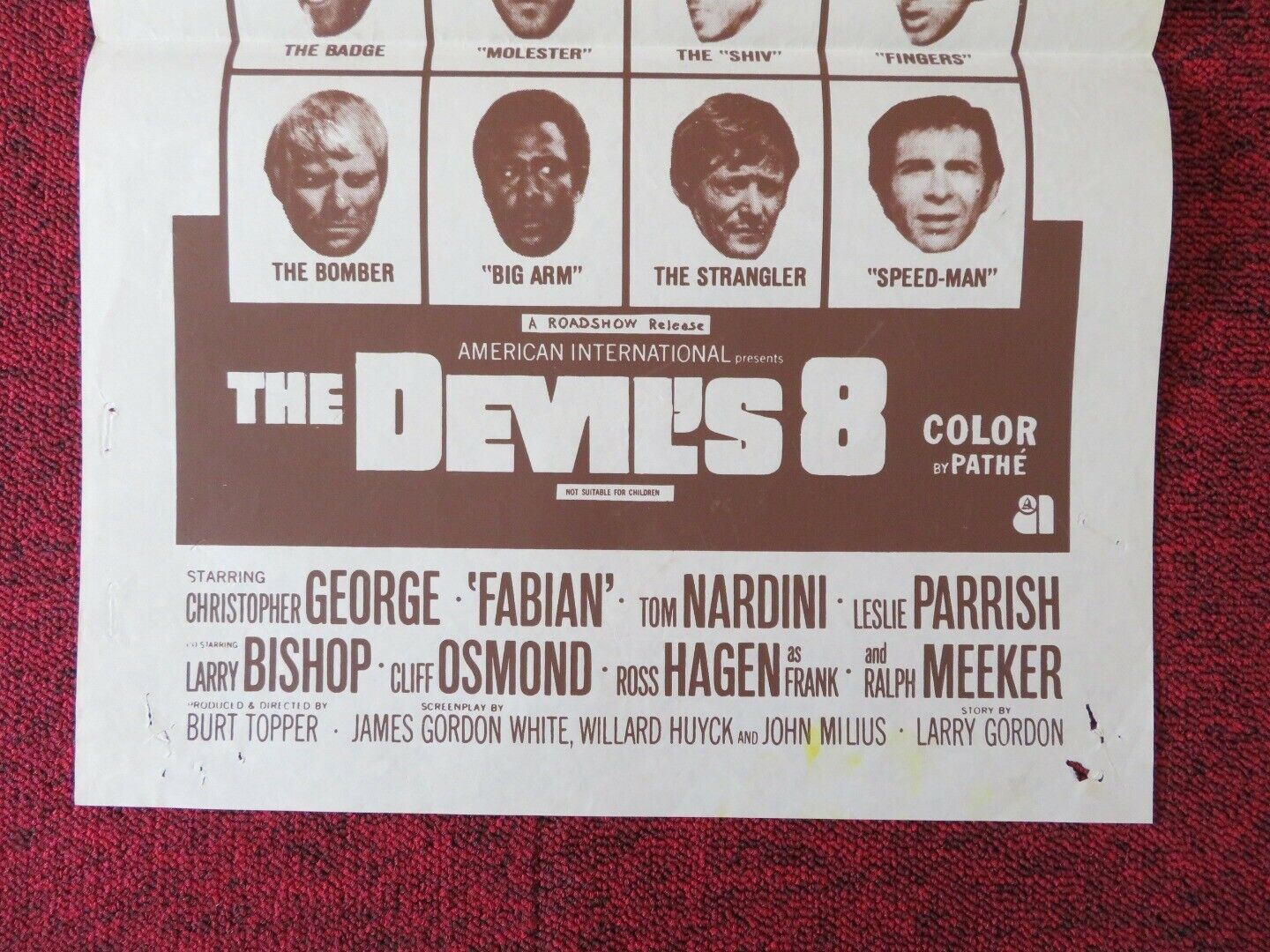 THE DEVIL'S 8 FOLDED AUSTRALIAN DAYBILL POSTER CHRISTOPHER GEORGE FABIAN 1969 Movie posters