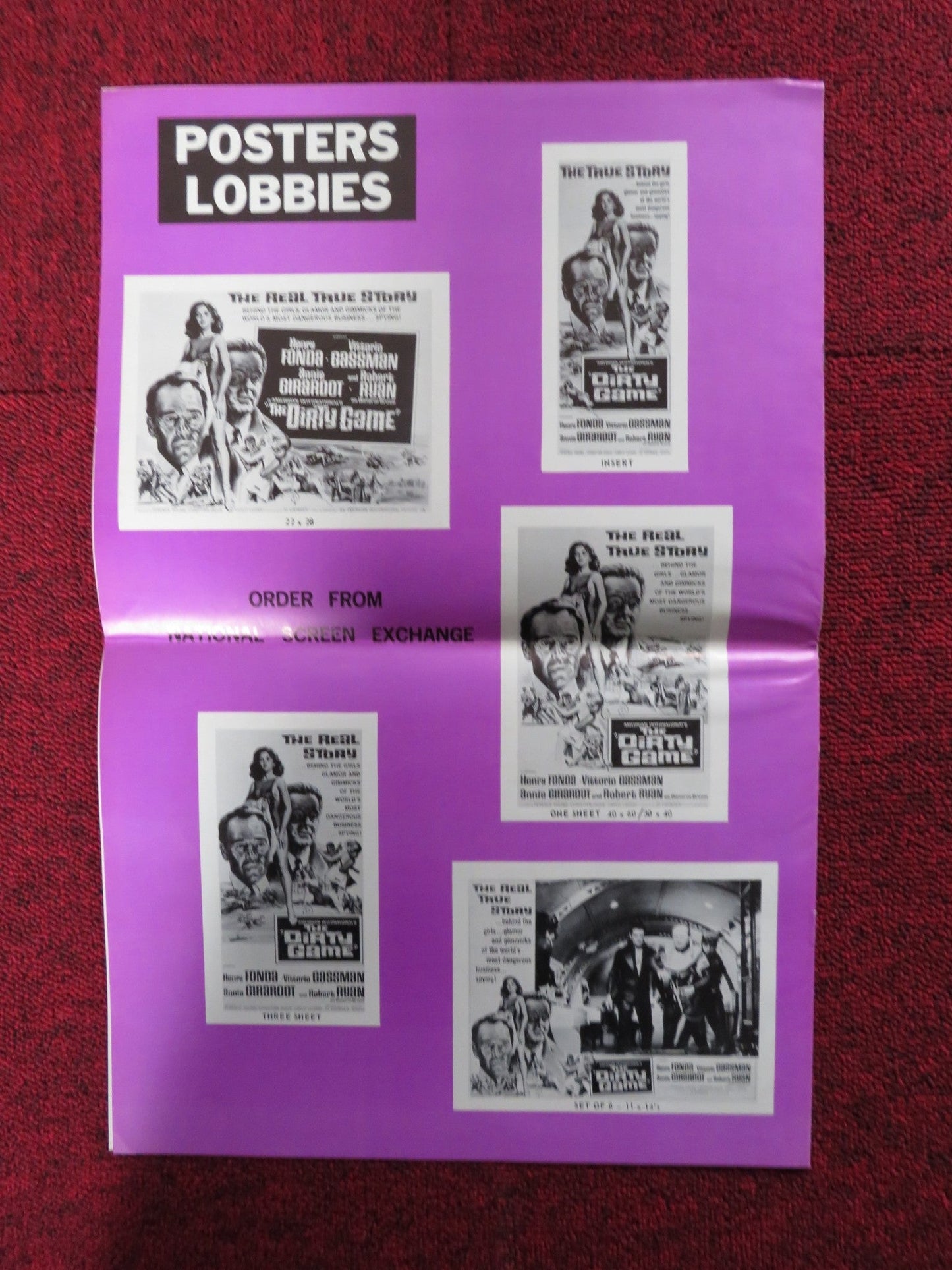 THE DIRTY GAME - PRESSBOOK UNCUT AMERICAN INTERNATIONAL HENRY FONDA GASSMAN 1965 Rendezvous Cinema Movie posters