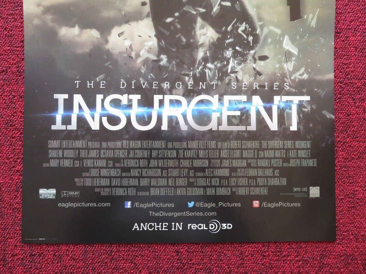 THE DIVERGENT SERIES: INSURGENT ITALIAN LOCANDINA (27"x12.5") POSTER 2015 Rendezvous Cinema Movie posters
