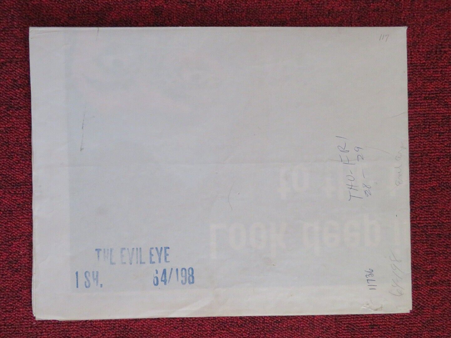 THE EVIL EYE FOLDED US ONE SHEET POSTER JOHN SAXON LETICIA ROMAN 1963 Movie posters