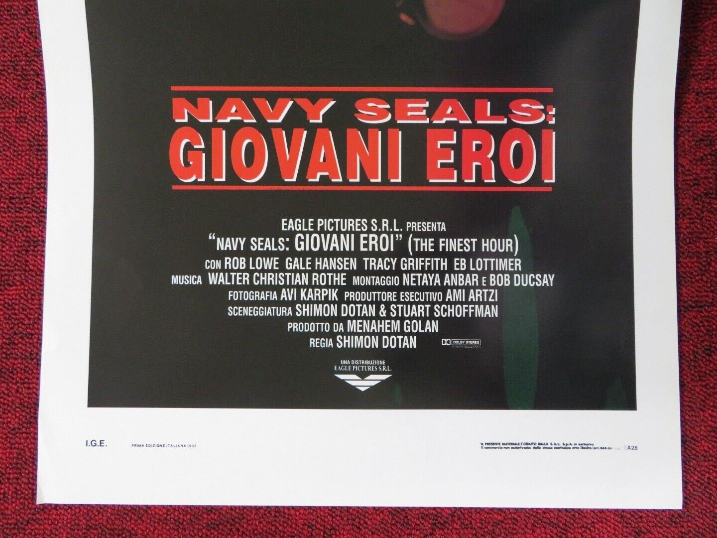 THE FINEST HOUR ITALIAN LOCANDINA (27.5"x13") POSTER ROB LOWE GALE HANSEN 1992 Movie posters