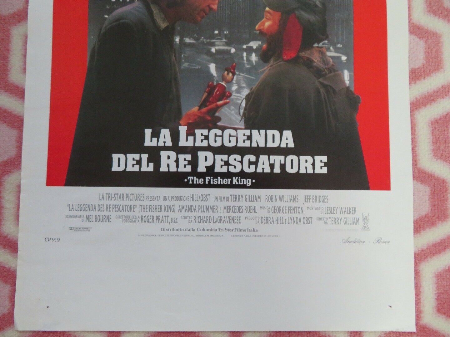 THE FISHER KING ITALIAN LOCANDINA (27.5"x13") POSTER JEFF BRIDGES WILLIAMS 1991 Movie posters