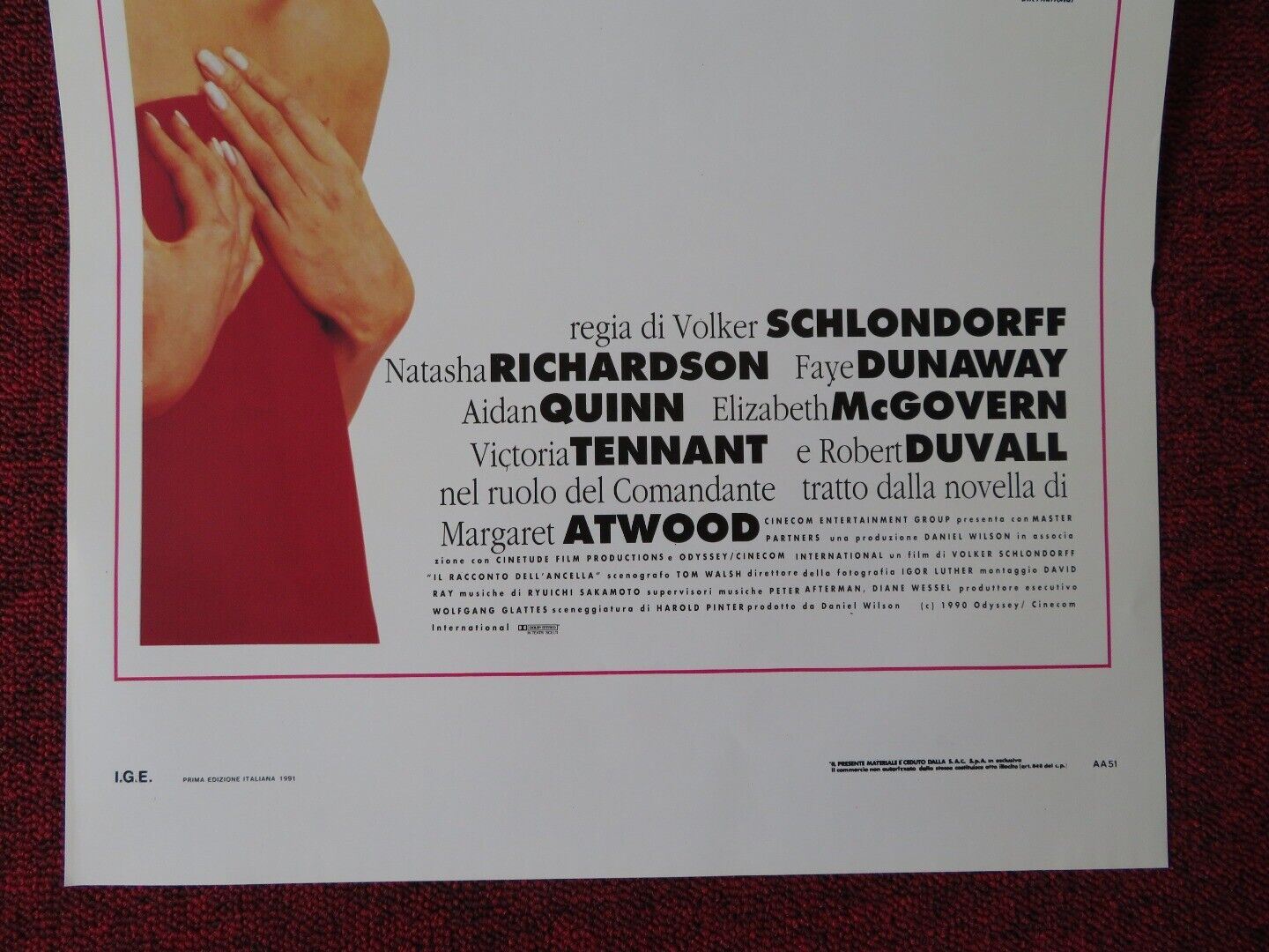 THE HANDMAID'S TALE ITALIAN LOCANDINA (27.5"x13") POSTER NATASHA RICHARDSON 1991 Movie posters