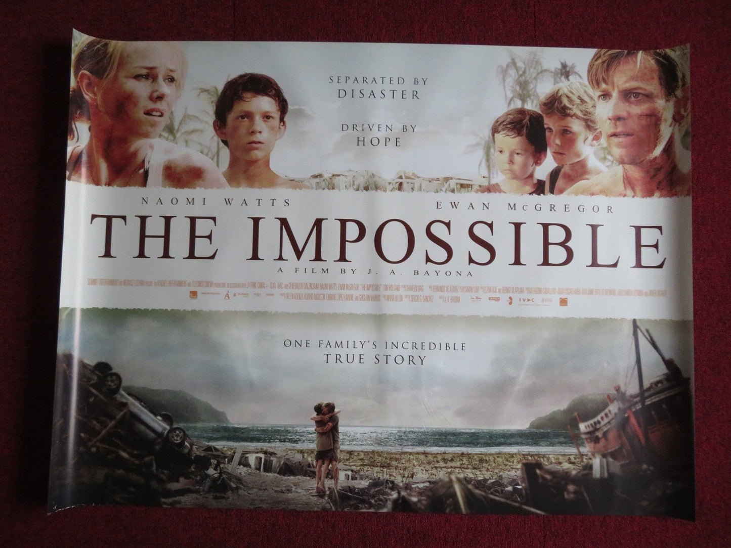 THE IMPOSSIBLE UK QUAD (30"x 40") ROLLED POSTER NAOMI WATTS EWAN MCGREGOR 2012 Rendezvous Cinema Movie posters