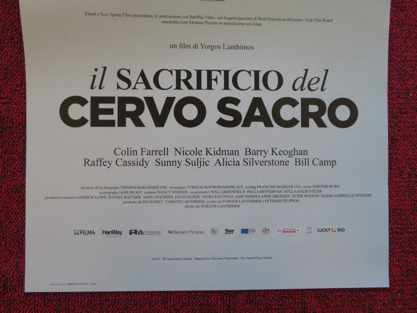 THE KILLING OF A SACRED DEER ITALIAN LOCANDINA POSTER COLIN FARRELL 2017 Rendezvous Cinema Movie posters