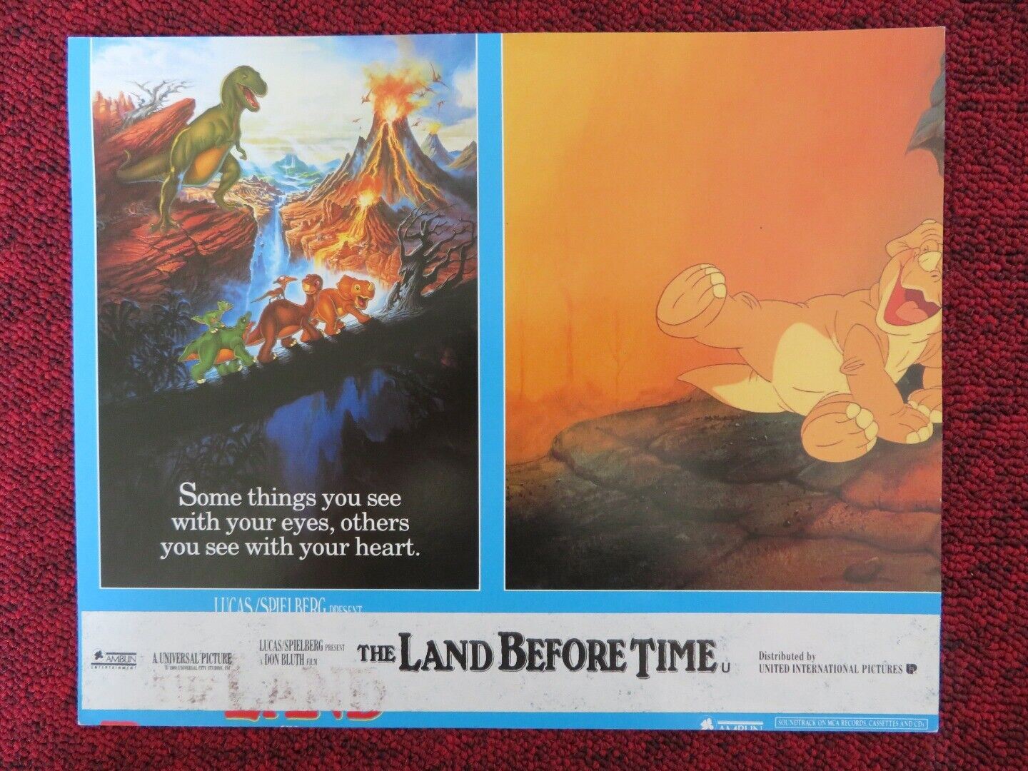 THE LAND BEFORE TIME - H LOBBY CARD LUCAS SPIELBERG 1988 Rendezvous Cinema Movie posters
