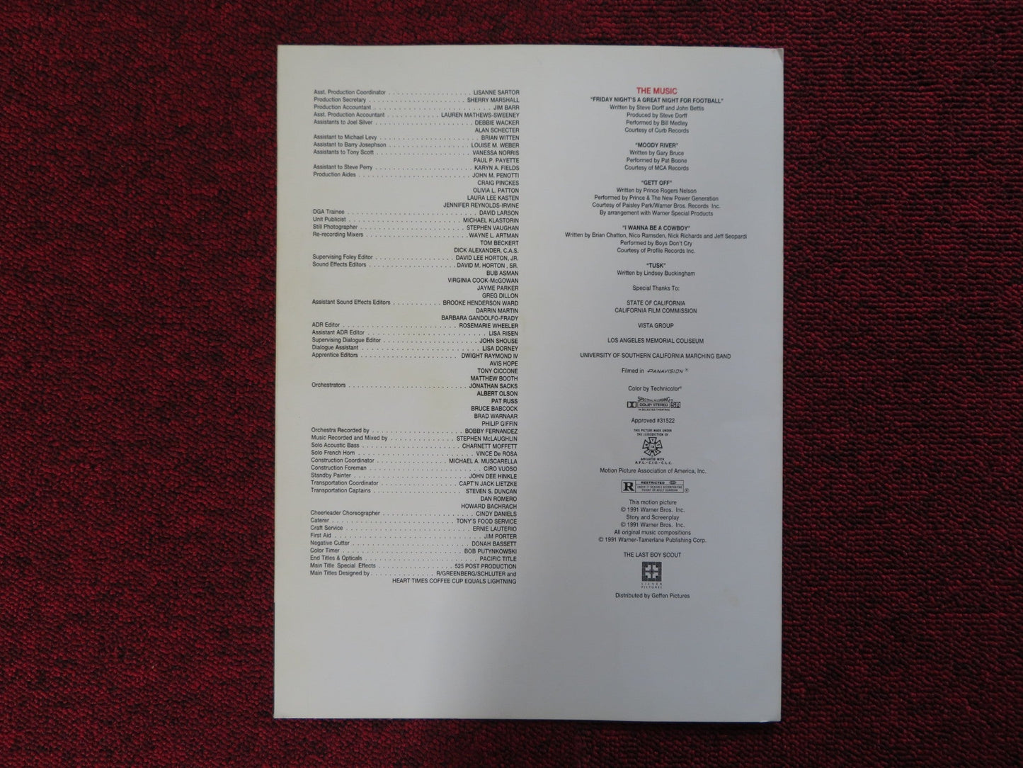 THE LAST BOY SCOUT US SCREENING PROGRAM BRUCE WILLIS DAMON WAYANS 1991 Rendezvous Cinema Movie posters