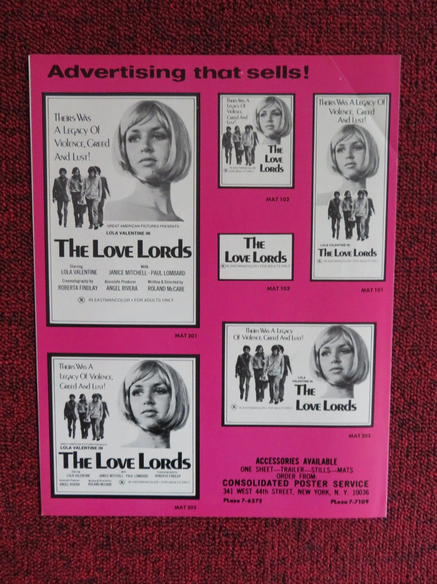 THE LOVE LORDS / Saturday Night Special - UNCUT PRESSBOOK US LOLA VALENTINE 1976 Rendezvous Cinema Movie posters