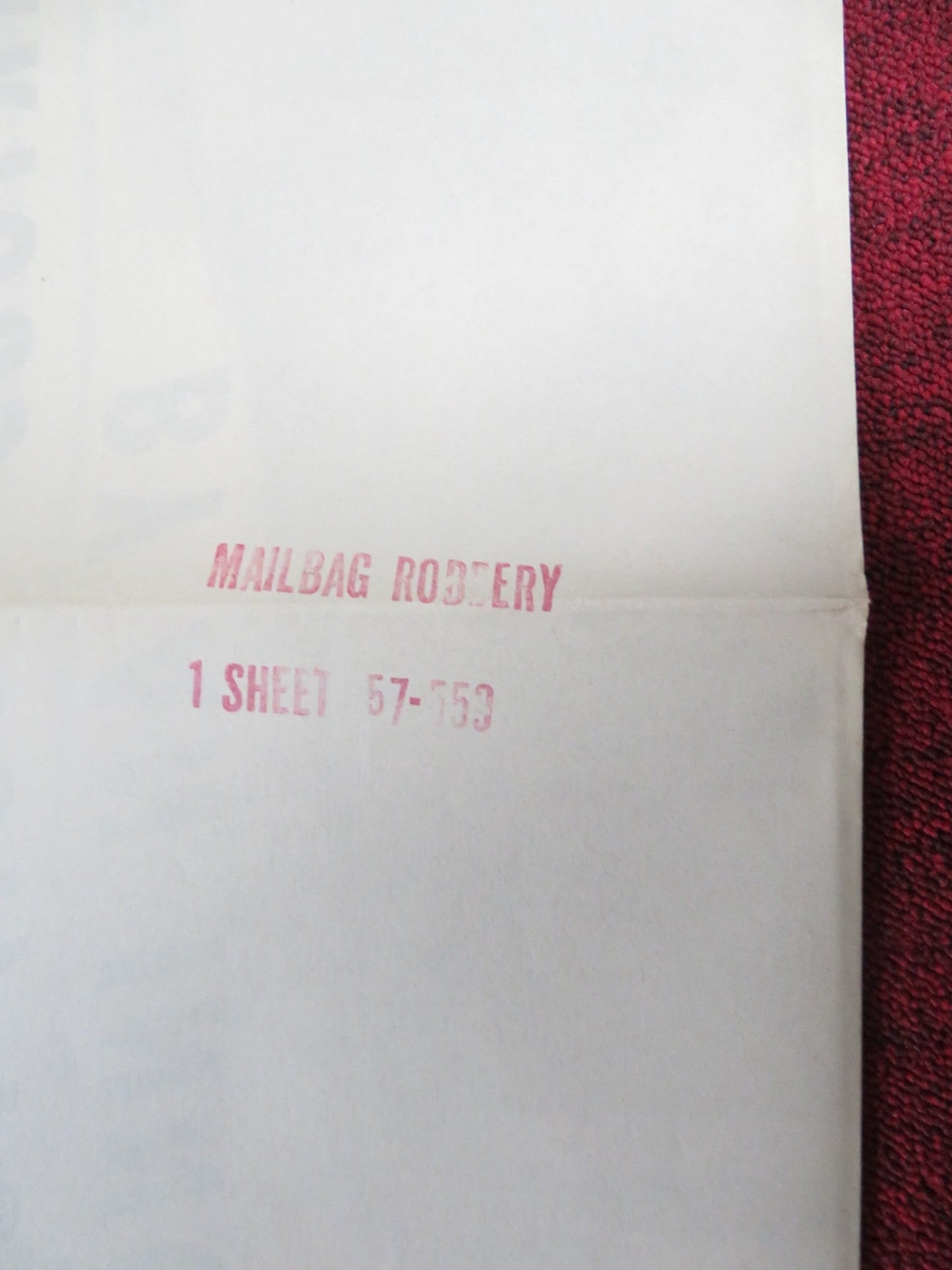THE MAILBAG ROBBERY FOLDED US ONE SHEET POSTER KAY CALLARD LEE PATTERSON 1957 Rendezvous Cinema Movie posters