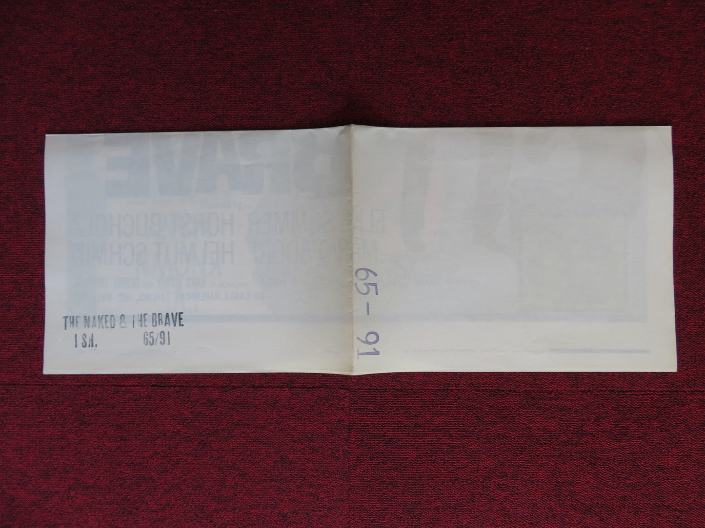 THE NAKED AND THE BRAVE FOLDED US ONE SHEET POSTER ELKE SOMMER H. BUCHOLZ 1965 Rendezvous Cinema Movie posters