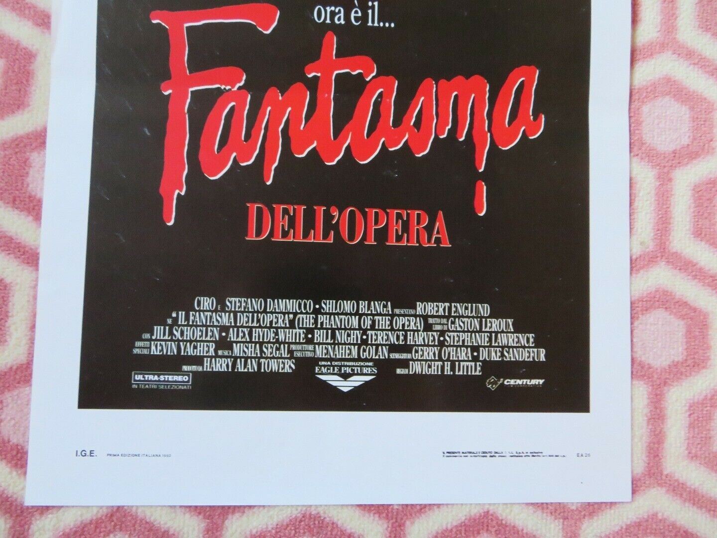 THE PHAMTOM OF THE OPERA ITALIAN LOCANDINA (27.5"x13") POSTER 1992 Movie posters