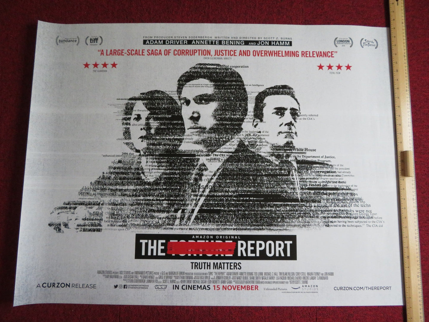 THE REPORT UK QUAD (30"x 40") ROLLED POSTER ADAM DRIVER ANNETTE BENING 2019 Rendezvous Cinema Movie posters