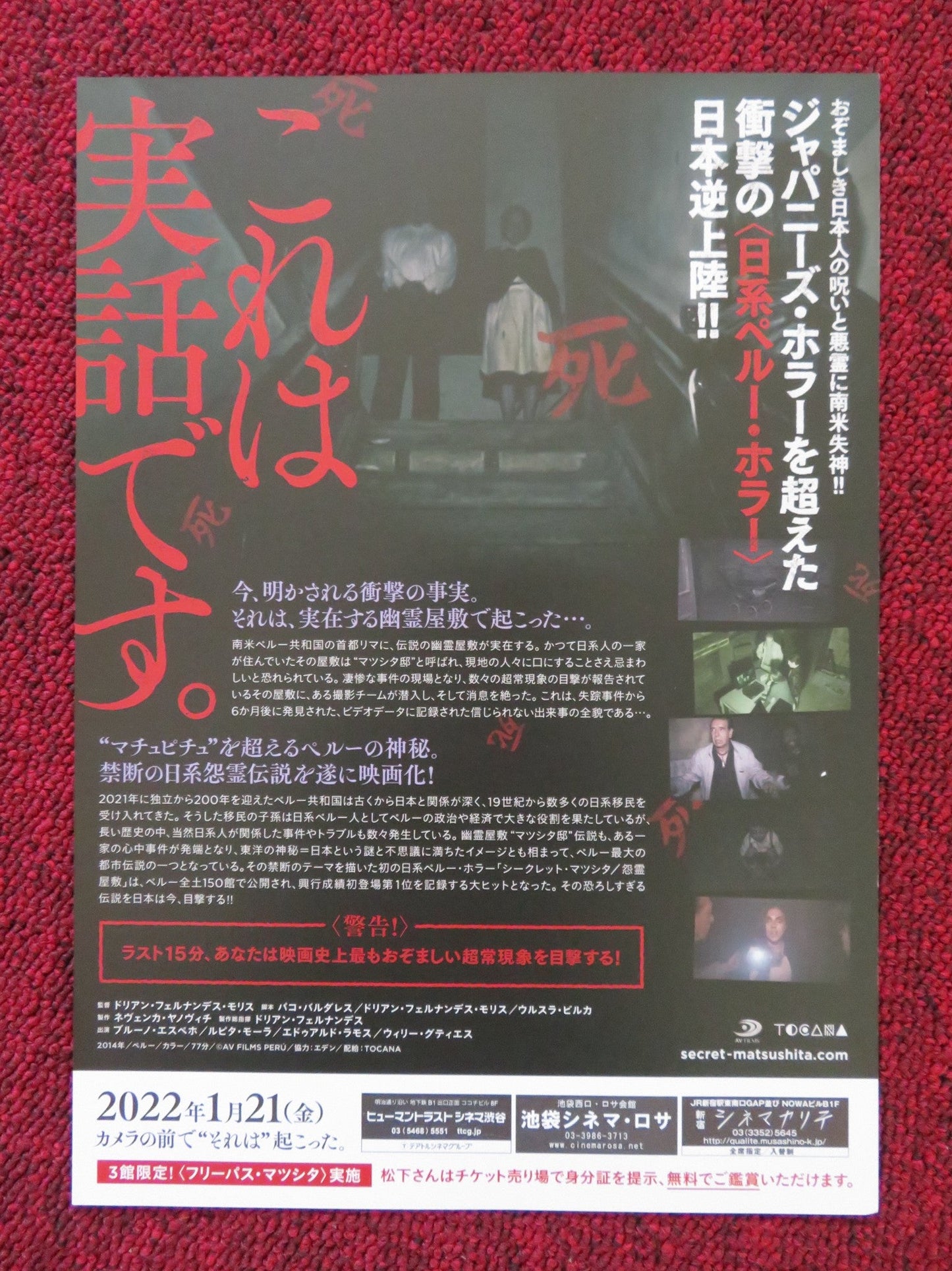 THE SECRET OF EVIL JAPANESE CHIRASHI (B5) POSTER BRUNO ESPEJO LUPITA MORA 2014 Rendezvous Cinema Movie posters