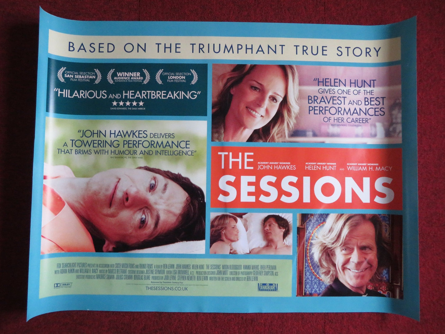 THE SESSIONS UK QUAD (30"x 40") ROLLED POSTER JOHN HAWKES HELEN HUNT 2012 Rendezvous Cinema Movie posters