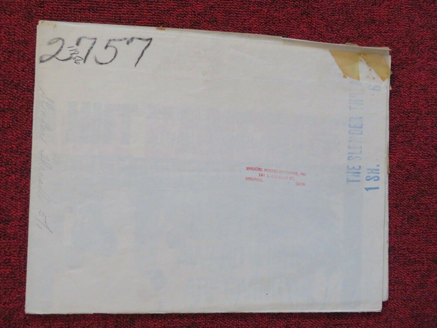 THE SLENDER THREAD FOLDED US ONE SHEET POSTER SIDNEY POITIER ANNE BANCROFT 1966 Movie posters