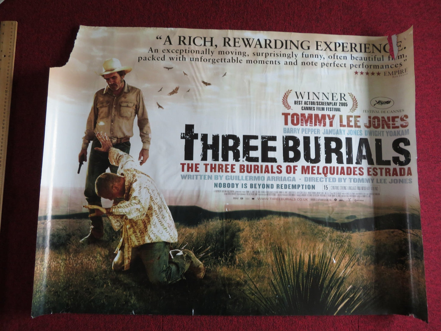 THE THREE BURIALS OF MELQUIADES ESTRADA UK QUAD (30"x 40") ROLLED POSTER 2005 Rendezvous Cinema Movie posters